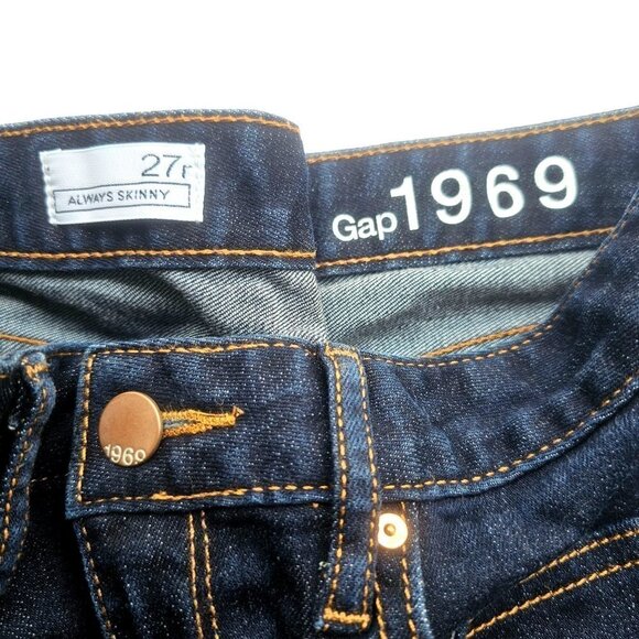 Always Skinny Gap 1969 Jeans Discontinued Dark Wash Denim Low Rise Womens 27r - Picture 3 of 7